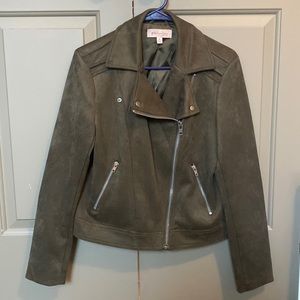 Green faux suede jacket